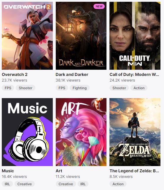 Categories on Twitch